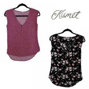 Kismet 2 for 1 Floral &  Striped Sleeveless Blouses